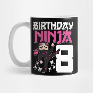 Birthday Ninja 8 Girl Pink Shinobi Themed 8th B-Day Party Mug